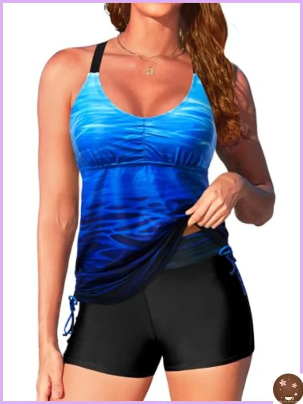 Women's Tankini Swimset with Shorts - Tummy Control 2 Piece Adjustable Straps